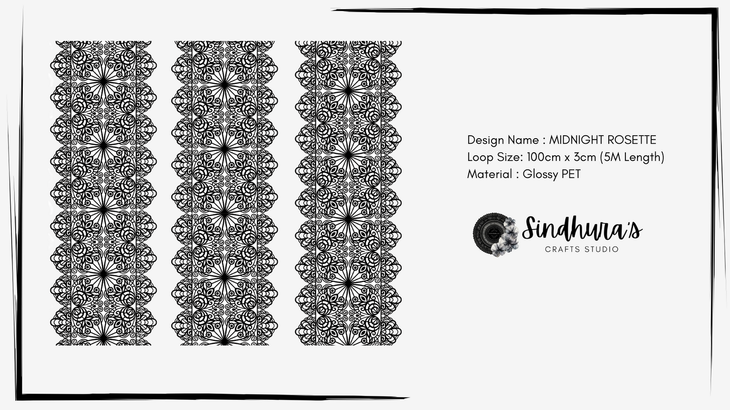 Midnight Rosette – Dark Floral PET Tape (3cm x 5m)