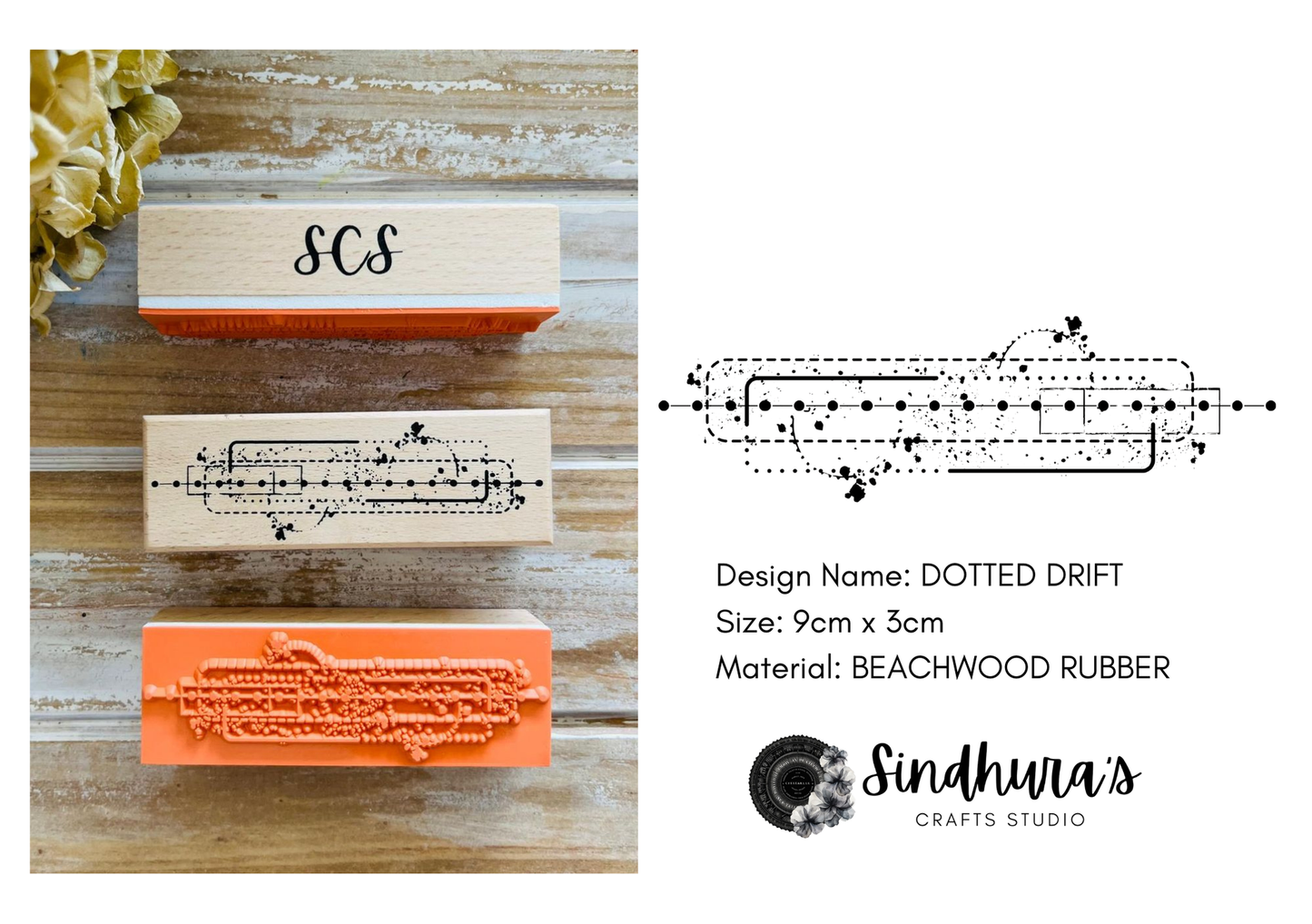 Dotted Drift | Wooden Rubber Stamp