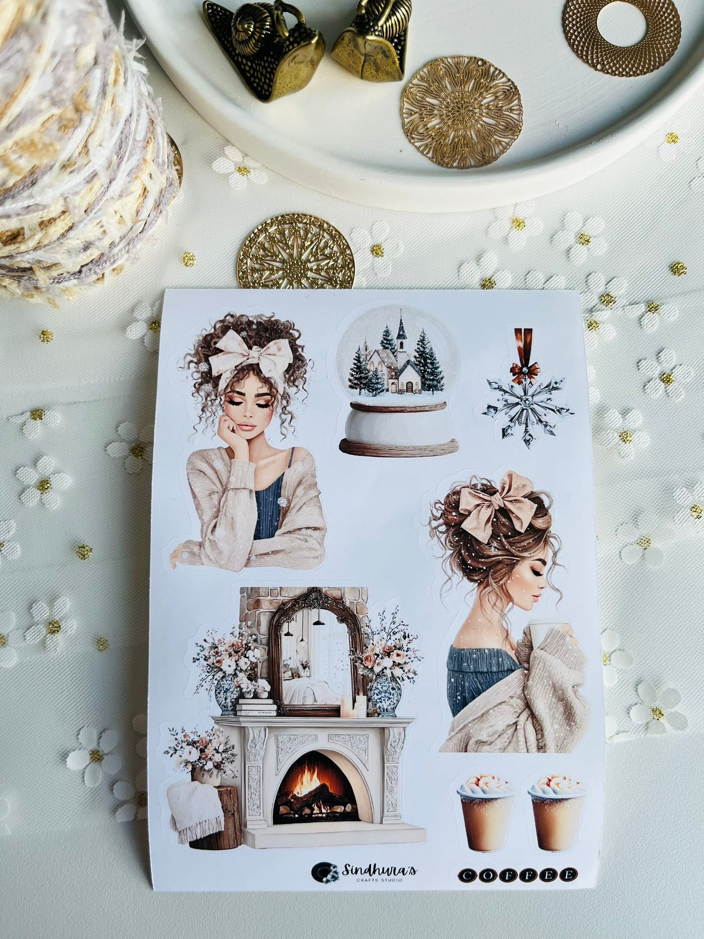 Cozy Autumn & Winter Vinyl Sticker Sheets - 2 x A6 Size