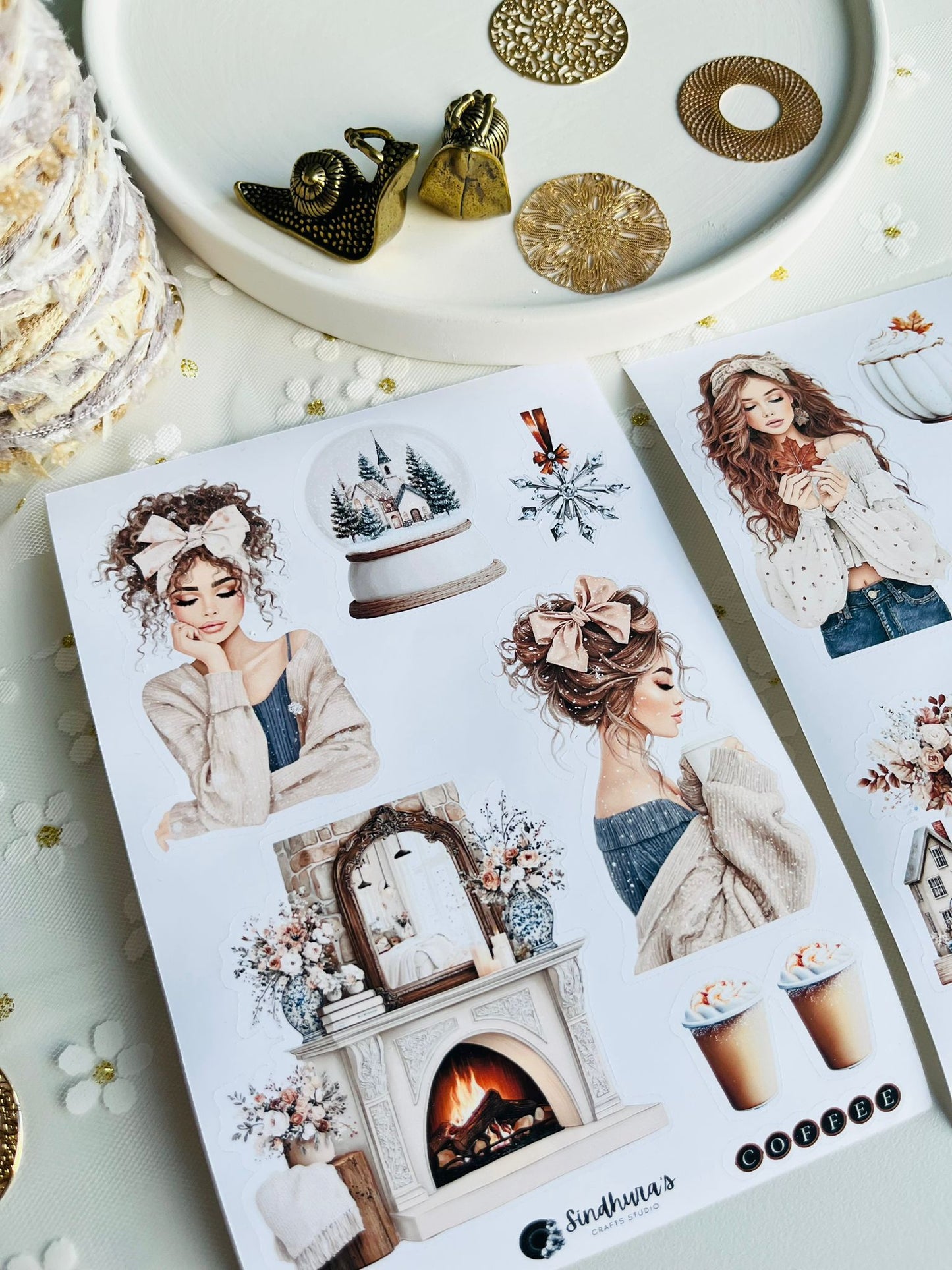 Cozy Autumn & Winter Vinyl Sticker Sheets - 2 x A6 Size
