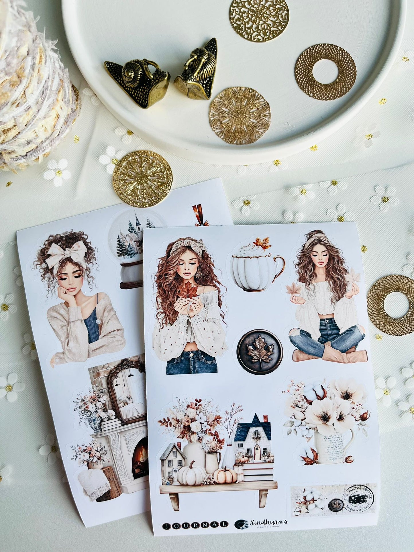 Cozy Autumn & Winter Vinyl Sticker Sheets - 2 x A6 Size