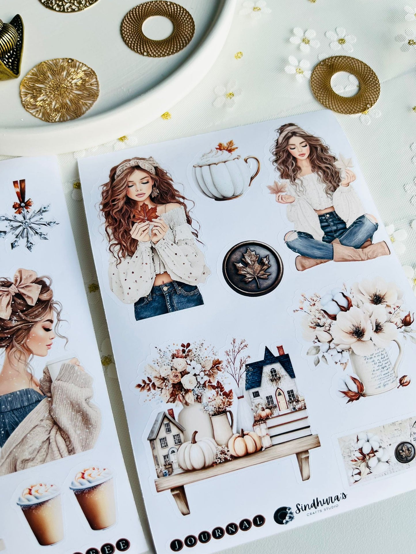 Cozy Autumn & Winter Vinyl Sticker Sheets - 2 x A6 Size
