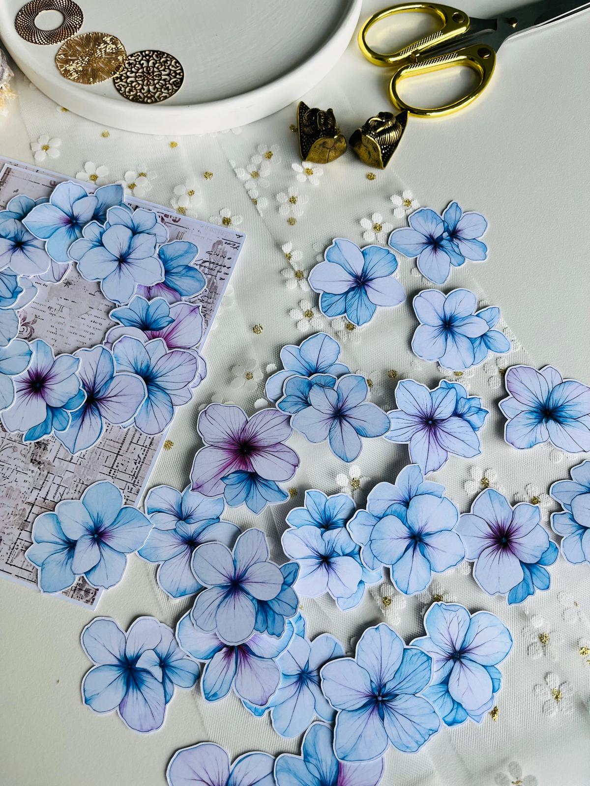 Blue & Purple Gradient Flower Ephemera - 25Pieces | 160gsm Paper