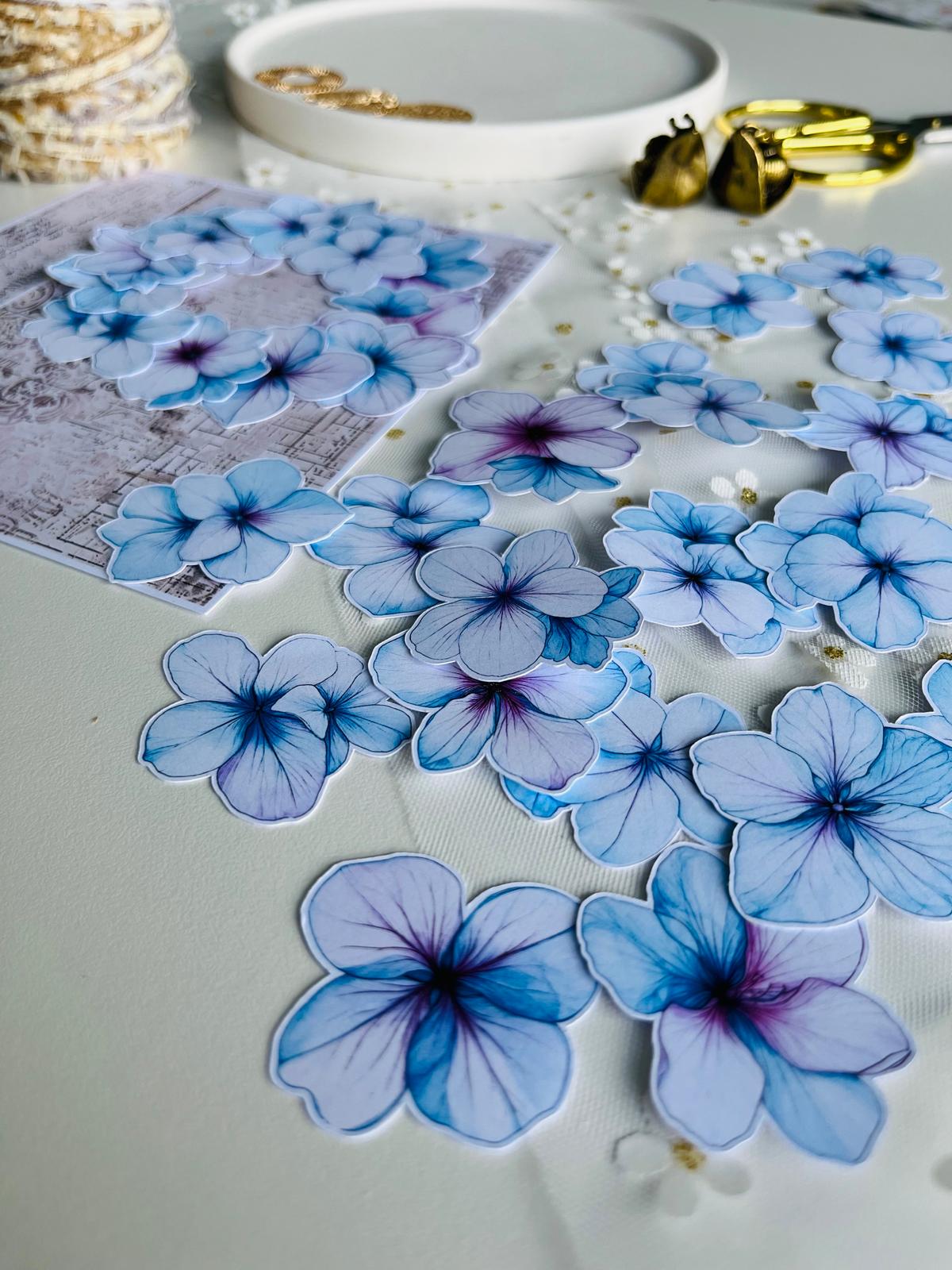 Blue & Purple Gradient Flower Ephemera - 25Pieces | 160gsm Paper