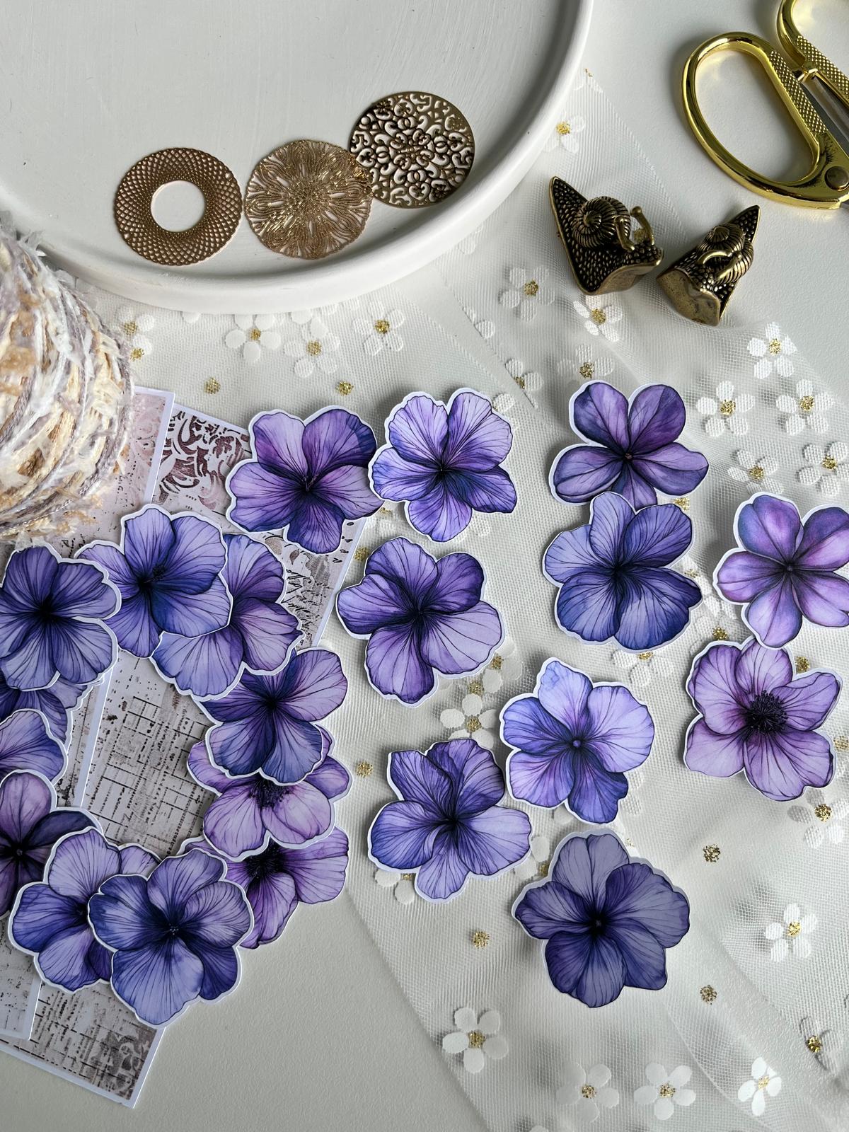 Purple Floral Die Cut Set – 20 Pieces | 160gsm Paper