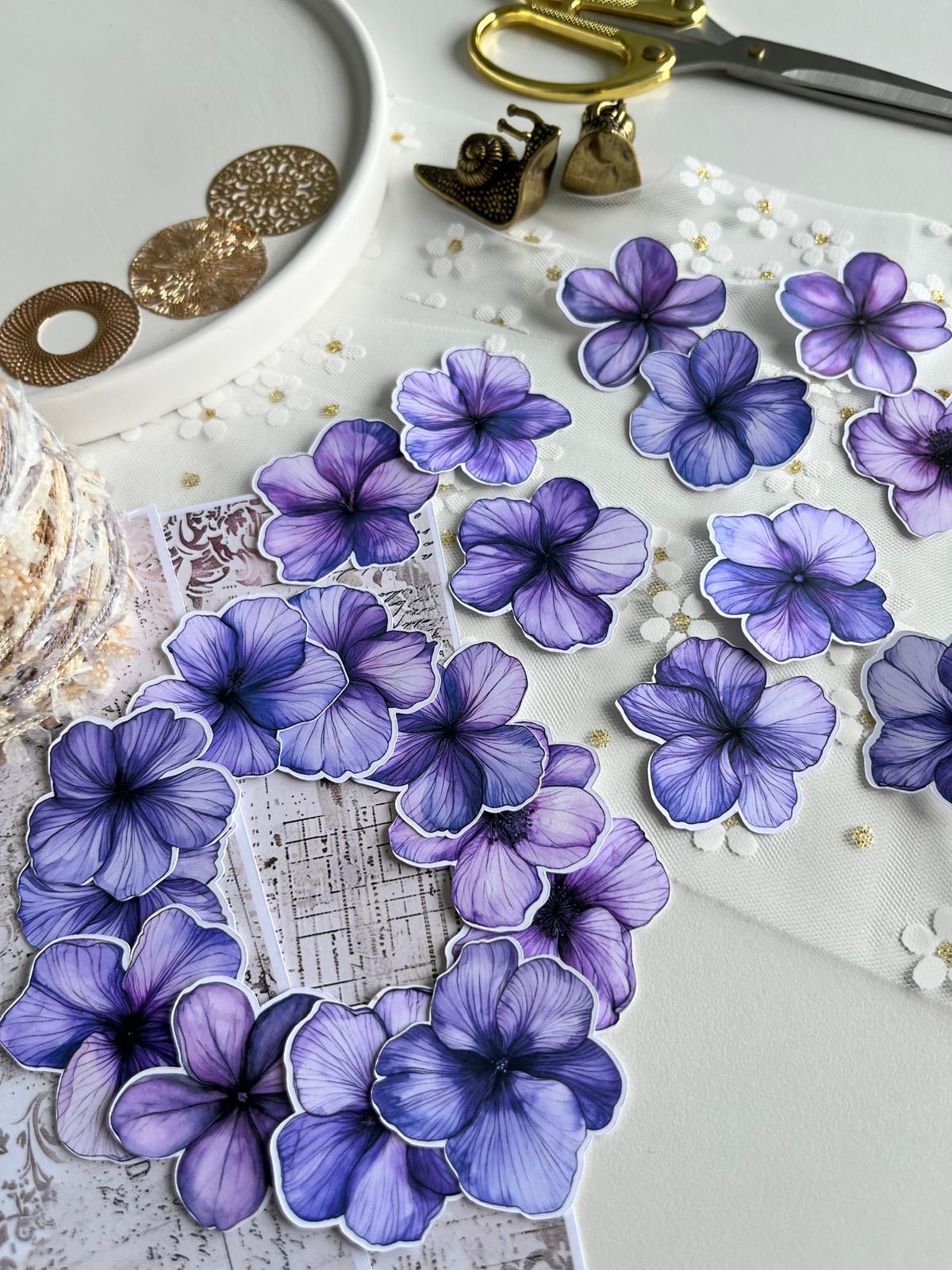 Purple Floral Die Cut Set – 20 Pieces | 160gsm Paper