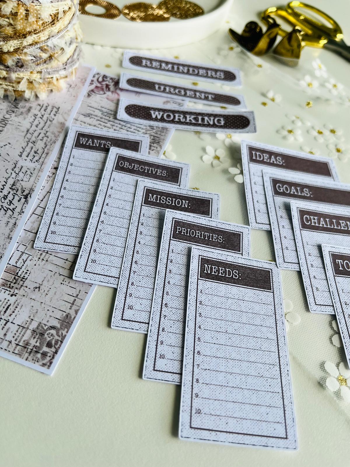 Vintage Journal & Planner Note Cards – 13 Piece Set | 160gsm Paper