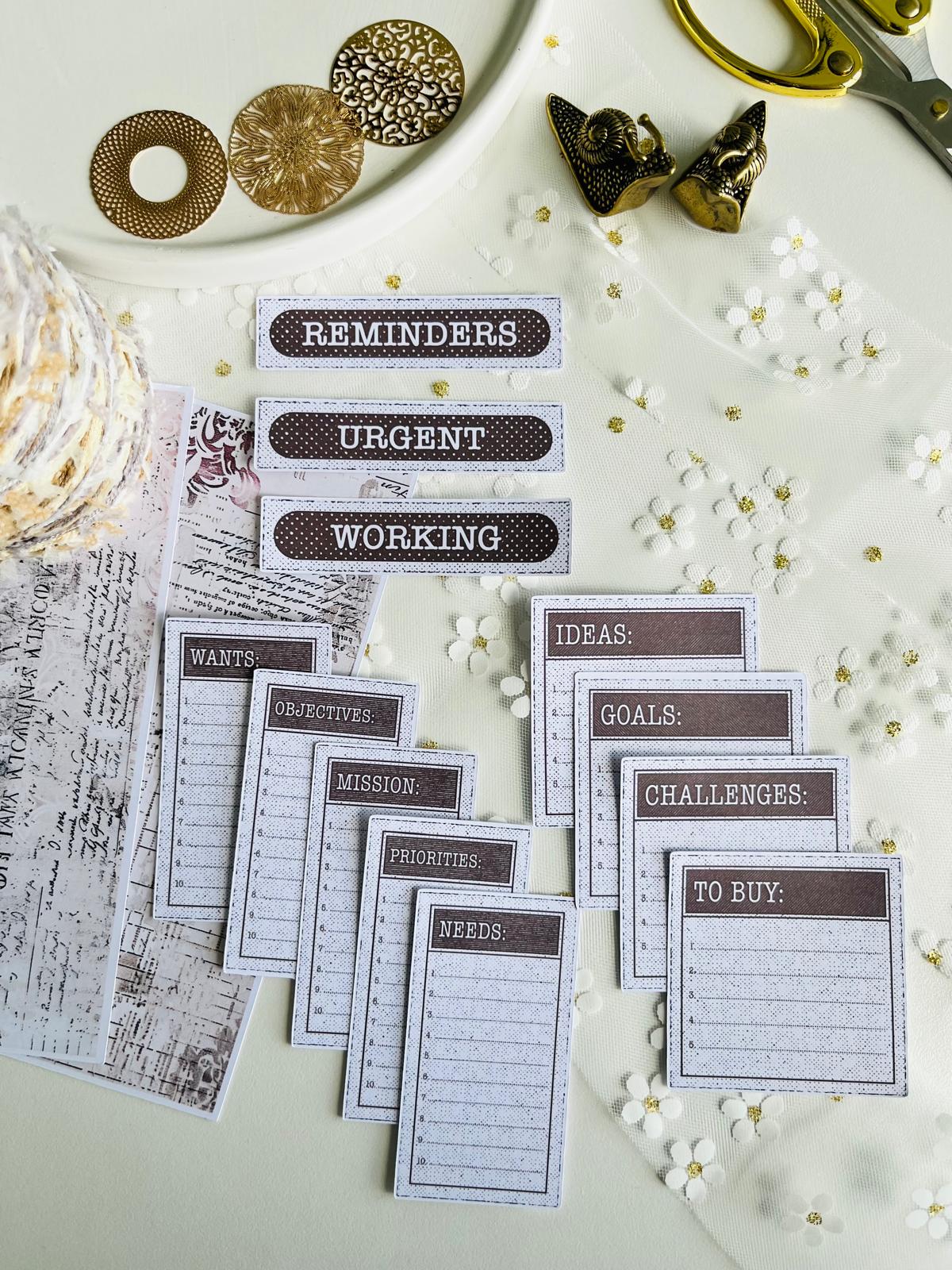 Vintage Journal & Planner Note Cards – 13 Piece Set | 160gsm Paper