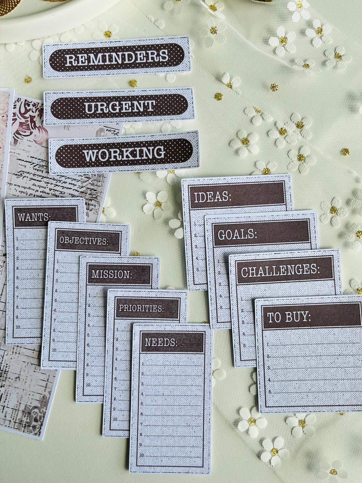 Vintage Journal & Planner Note Cards – 13 Piece Set | 160gsm Paper