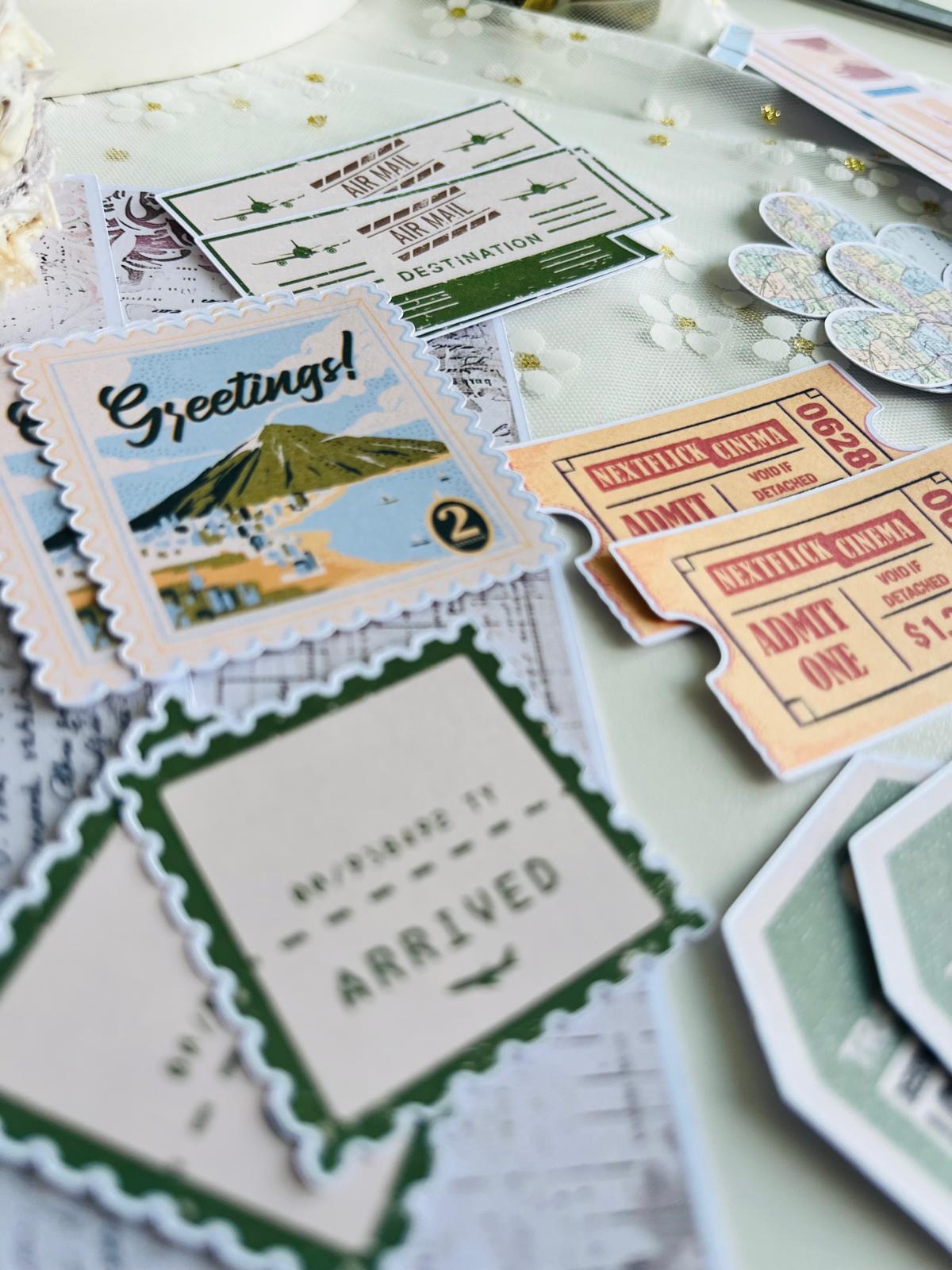 Vintage Travel & Cinema Ephemera Paper Set – 16 Pieces | 160gsm Paper