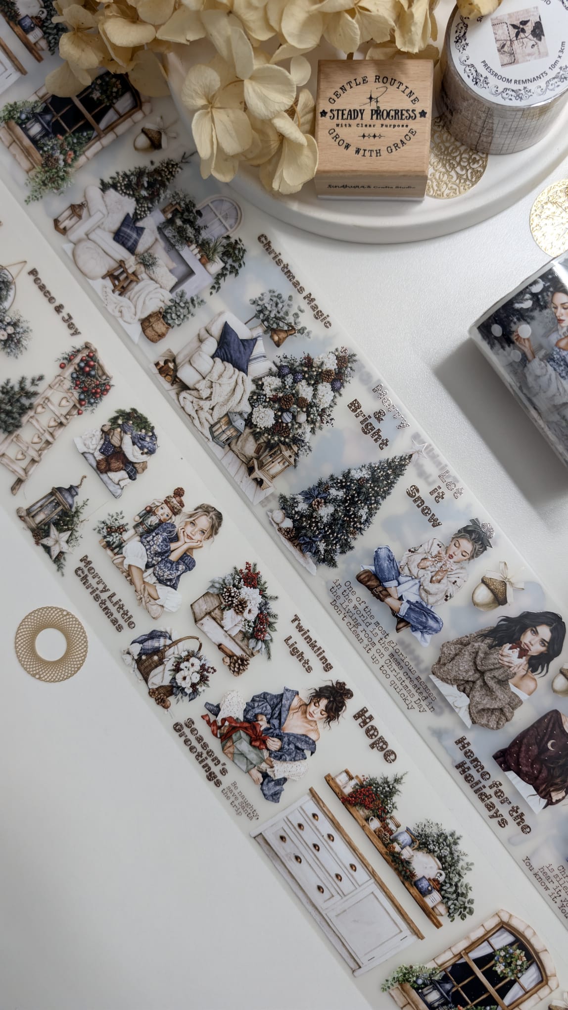 Once Upon a Christmas | Cosy Christmas Matte PET Tape | Festive Interiors, Winter Fashion & Holiday Journaling – 10m