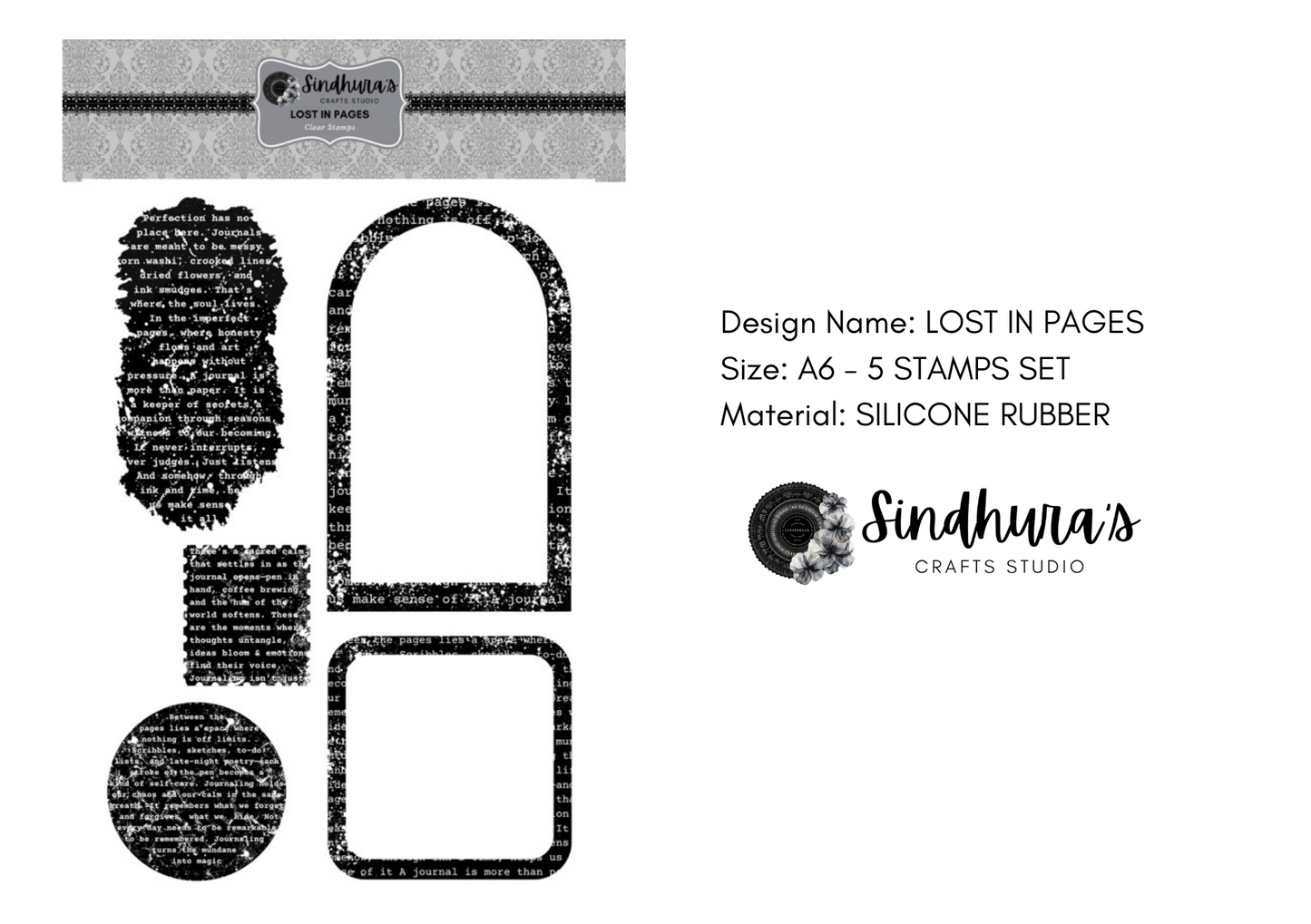 Lost in Pages – A6 Silicone Stamp Set (5 pcs)