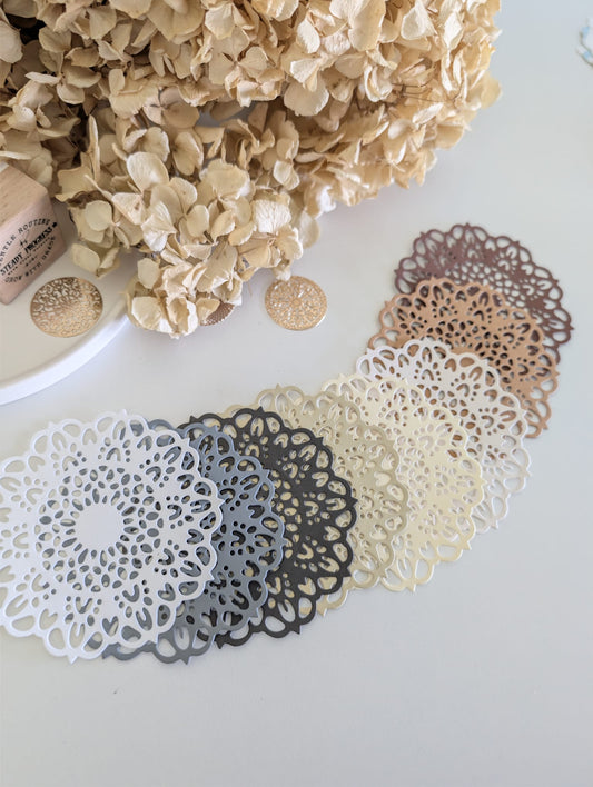 Neutral Doily Paper Die Cuts | Scrapbooking & Journaling | 160GSM Cardstock
