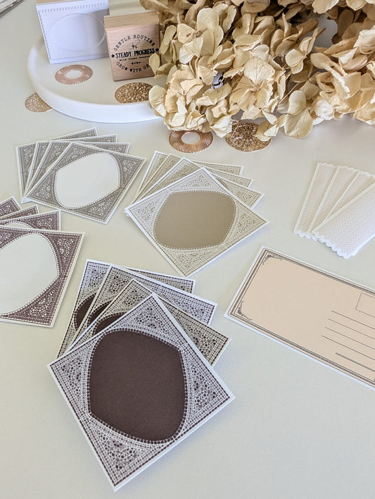 Vintage Frame Ephemera Set | 180 GSM Cardstock | Neutral Tones