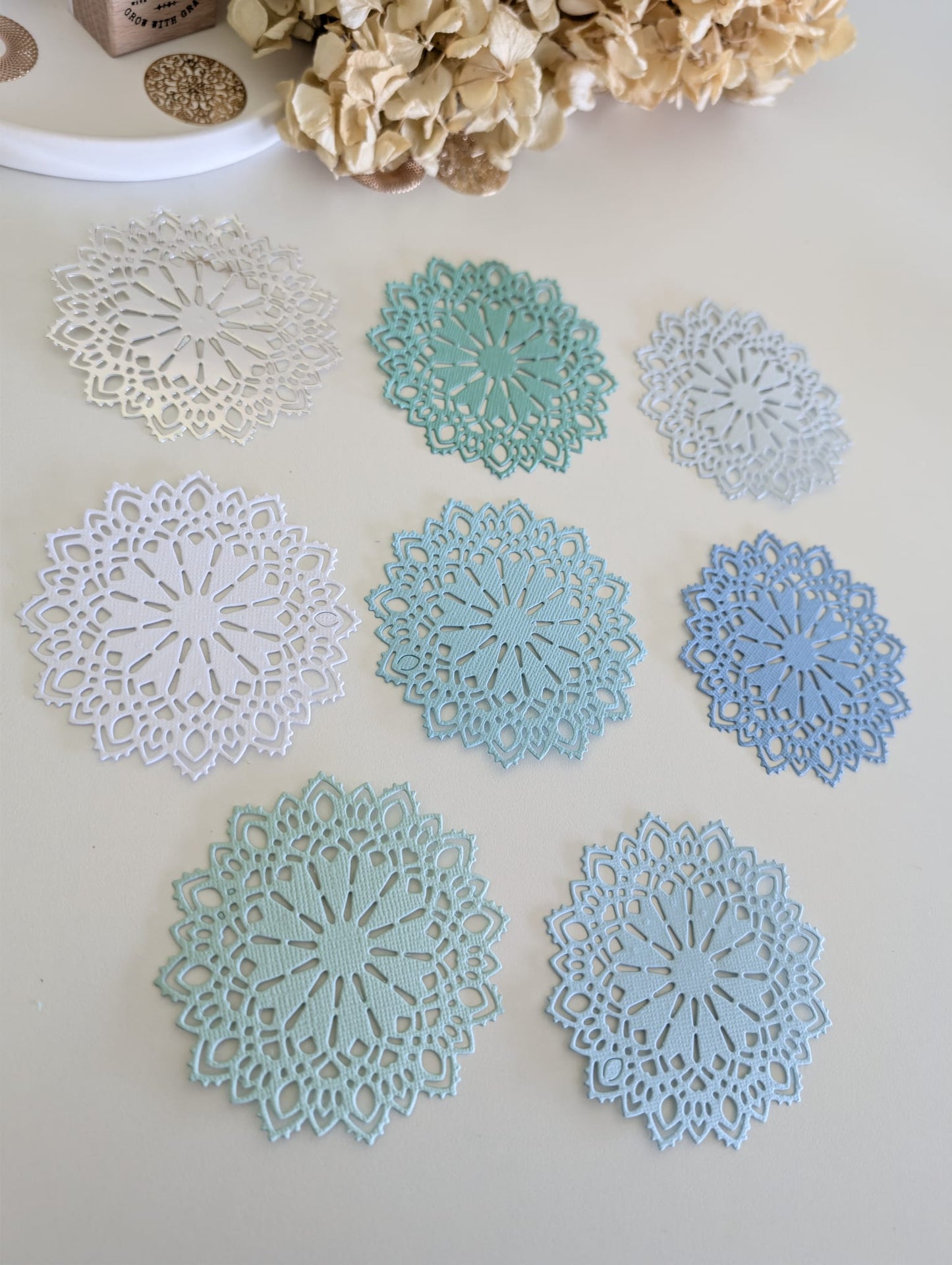 Blue & Mint Mandala Doily Die Cuts Set | 160 GSM Cardstock
