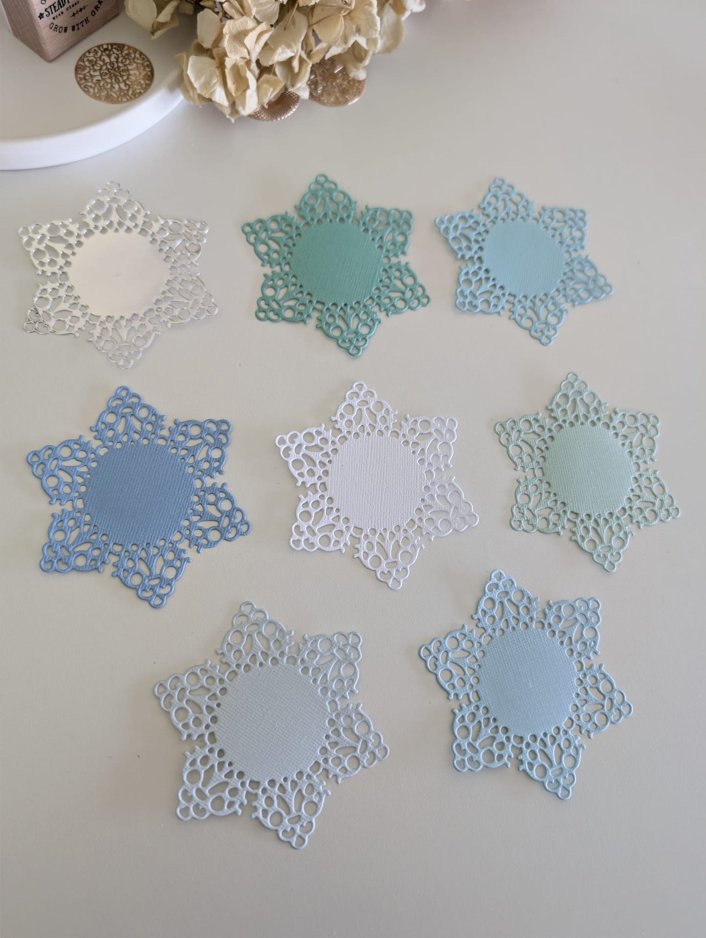 Blue & Mint Star Doily Die Cuts Set | 160 GSM Cardstock
