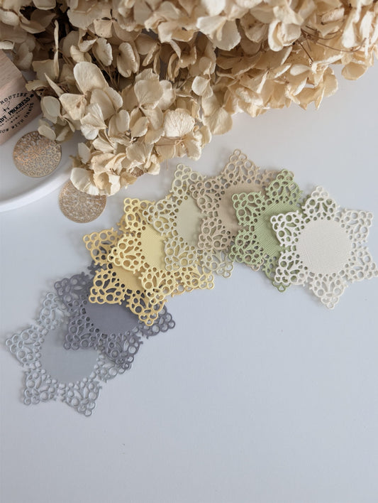 Soft Neutral Round Doily Die Cuts for Journaling | 160 GSM Cardstock