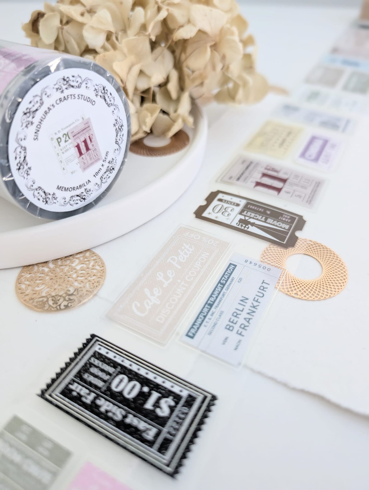 Memorabilia | Vintage Tickets Silver Foil Clear PET Tape