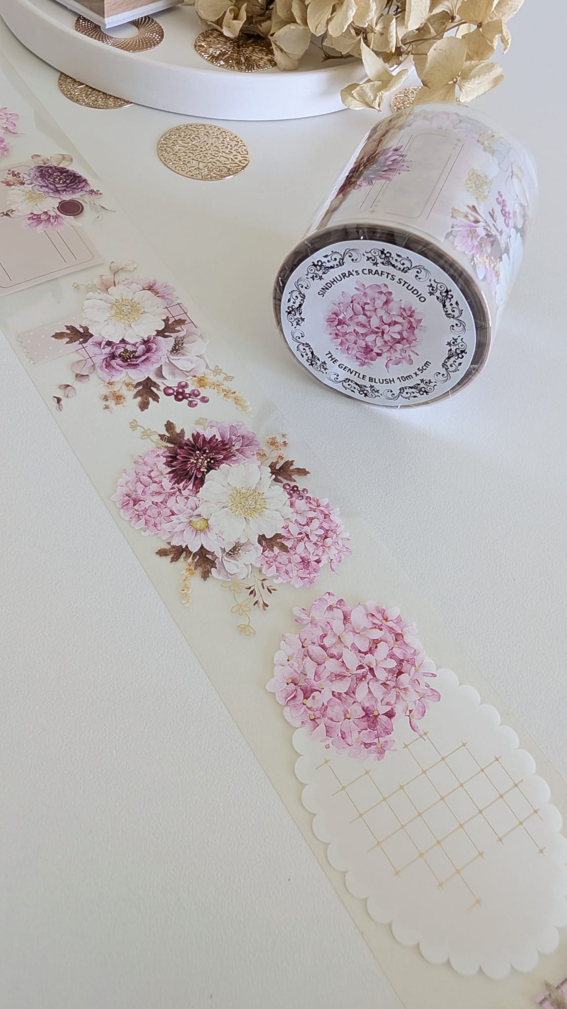 Blush Floral Collage Tape | Foil Clear PET | Journaling & Scrapbook Layering