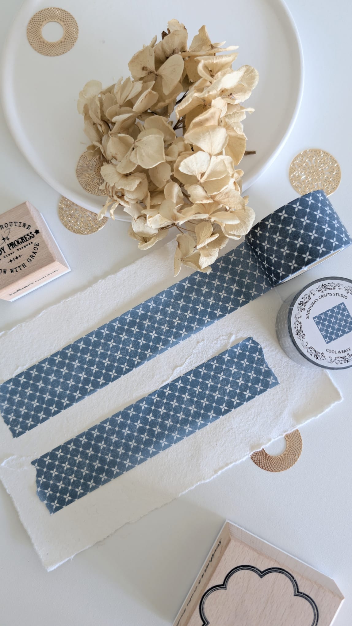 Cool Weave Washi Tape | Deep Teal Geometric Print | 10m Roll