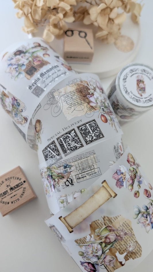 The Herbarium Matte PET Tape – Botanical Flower & Vintage Ephemera Journaling Tape