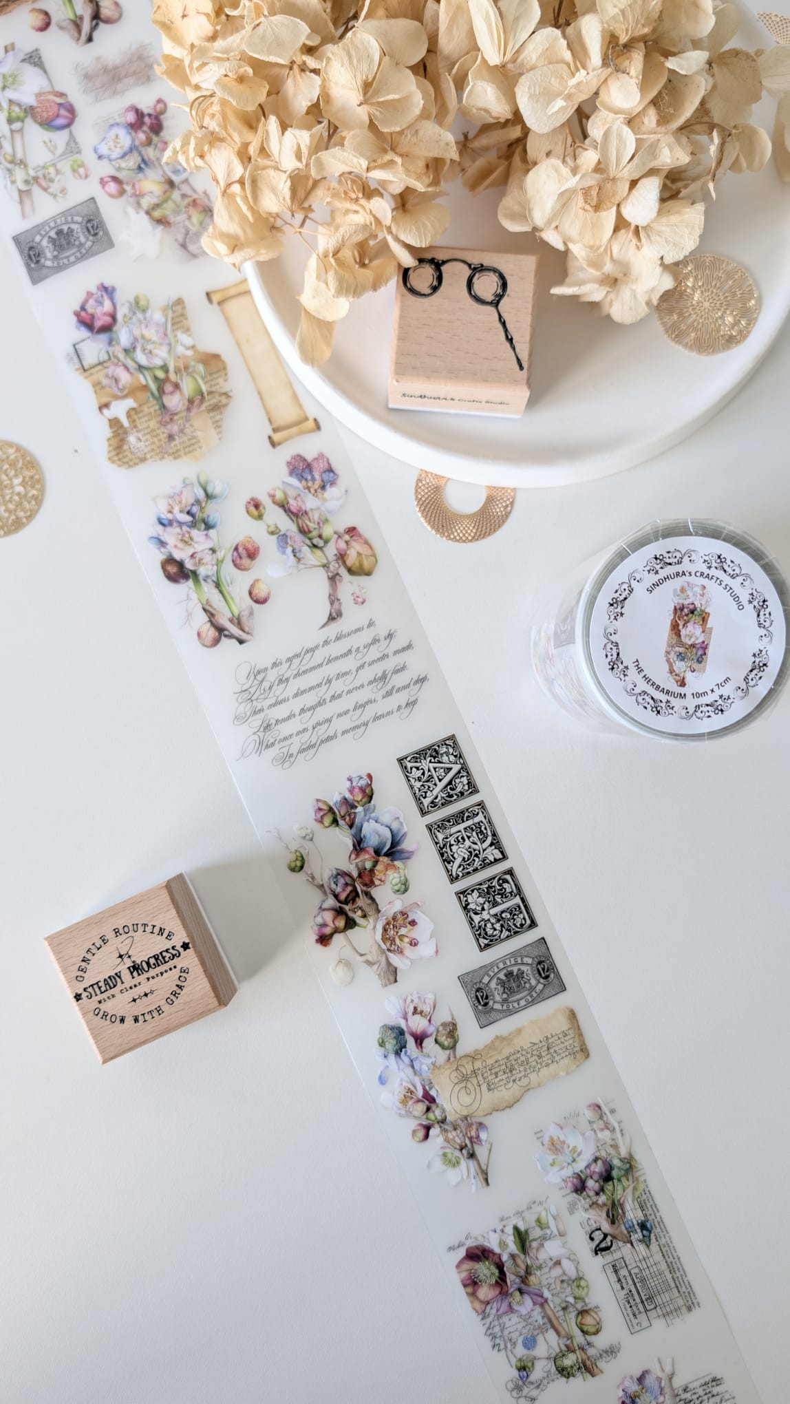 The Herbarium Matte PET Tape – Botanical Flower & Vintage Ephemera Journaling Tape