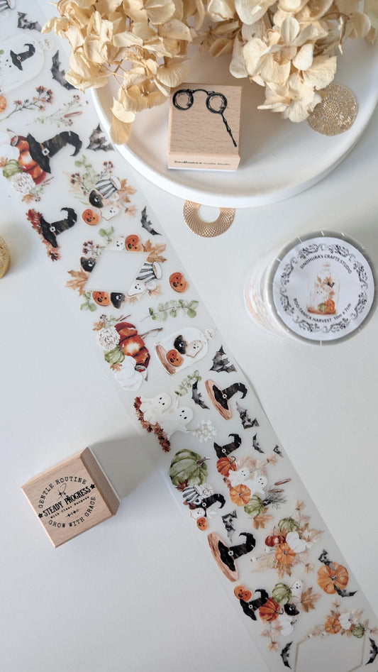 Boo-Tanica Harvest Matte PET Tape – Cute Halloween Ghost & Pumpkin Journaling Tape