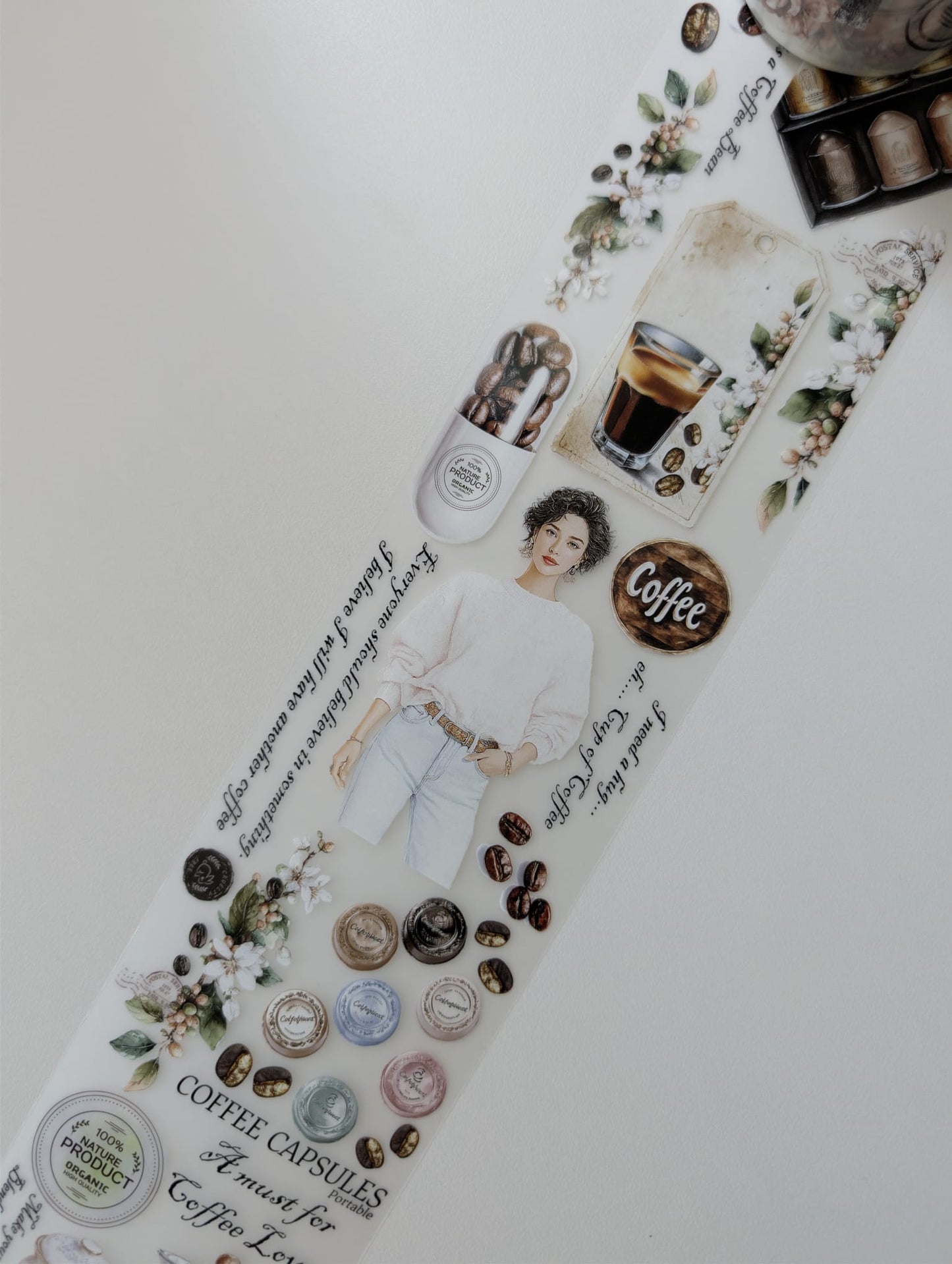 Espresso Diaries | Coffee-Inspired PET Tape for Scrapbook & Journaling
