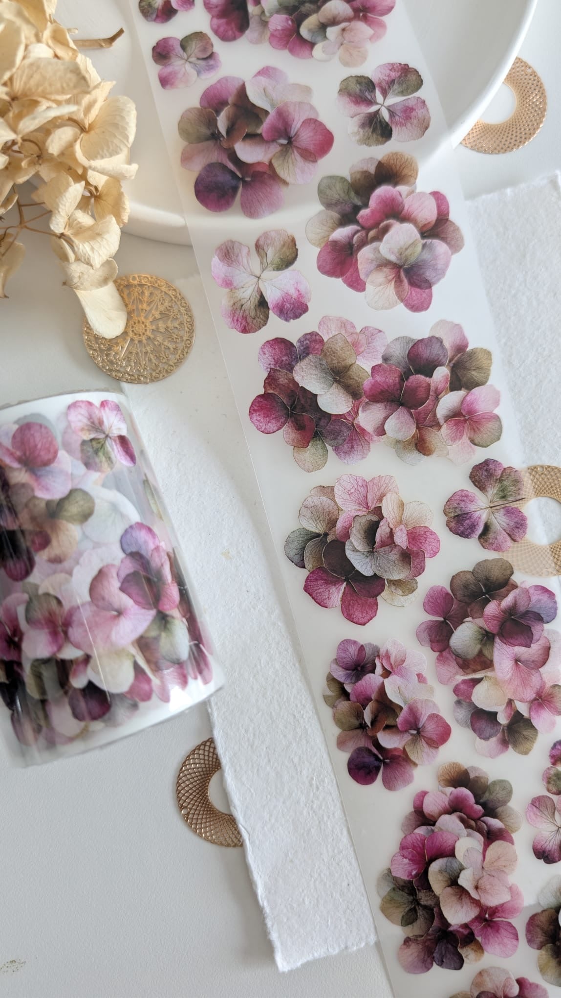 Hydrangea Haze Matte PET Tape | Soft Hydrangea Floral Journaling Tape