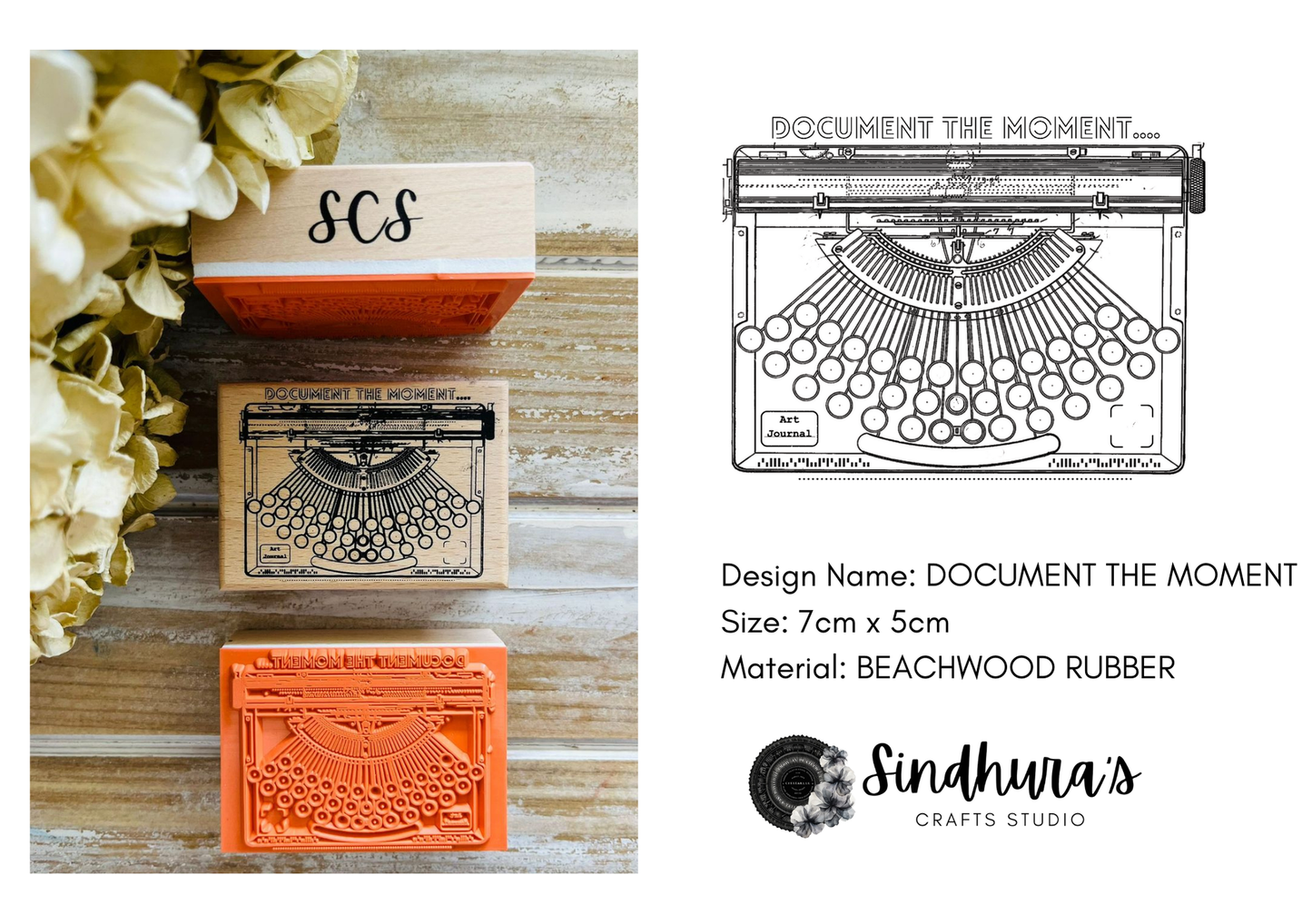Document the Moment | Wooden Rubber Stamp