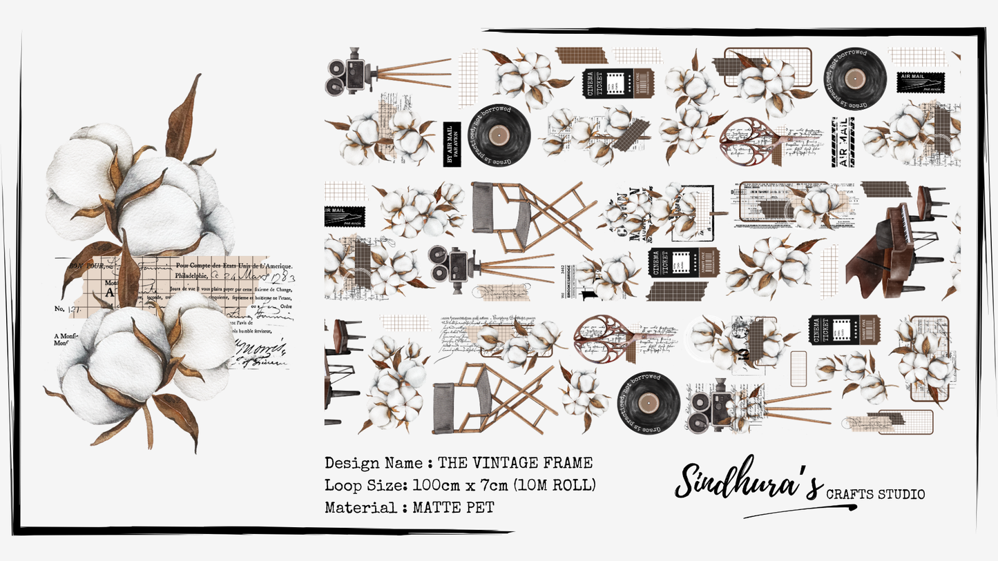 The Vintage Frame Matte PET Tape – Cotton, Cinema & Vintage Ticket Journaling Tape