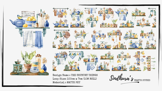 The Country Things Matte PET Tape – Cottage Kitchen Shelf & Farmhouse Decor Tape