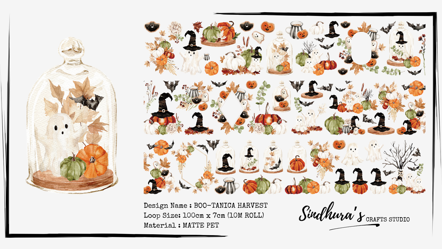 Boo-Tanica Harvest Matte PET Tape – Cute Halloween Ghost & Pumpkin Journaling Tape