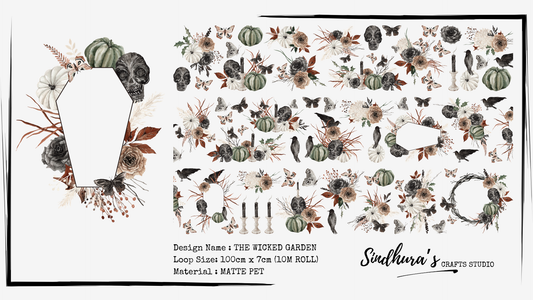 The Wicked Garden Matte PET Tape – Dark Botanical Halloween Collage Tape