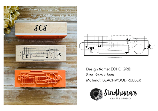Echo Grid | Wooden Rubber Stamp
