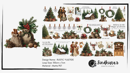 Rustic Yuletide | Matt PET Tape for Scrapbook & Journaling
