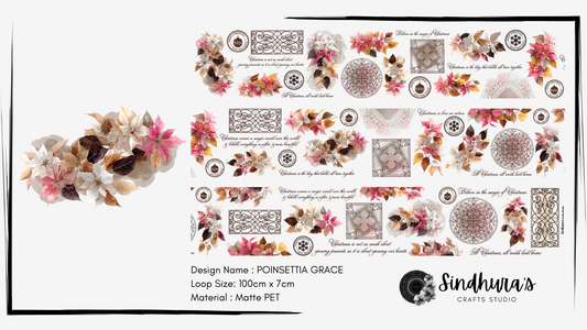 Poinsettia Grace | Matt PET Tape for Scrapbook & Journaling
