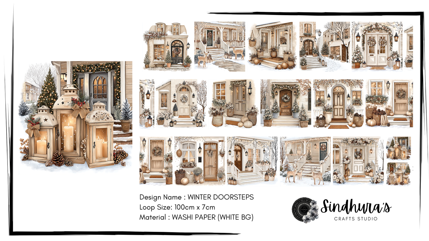 Winter Doorsteps | Washi Paper | White Background Tape