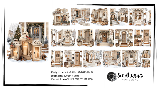 Winter Doorsteps | Washi Paper | White Background Tape