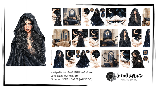 Midnight Sanctum | Washi Paper | White Background Tape