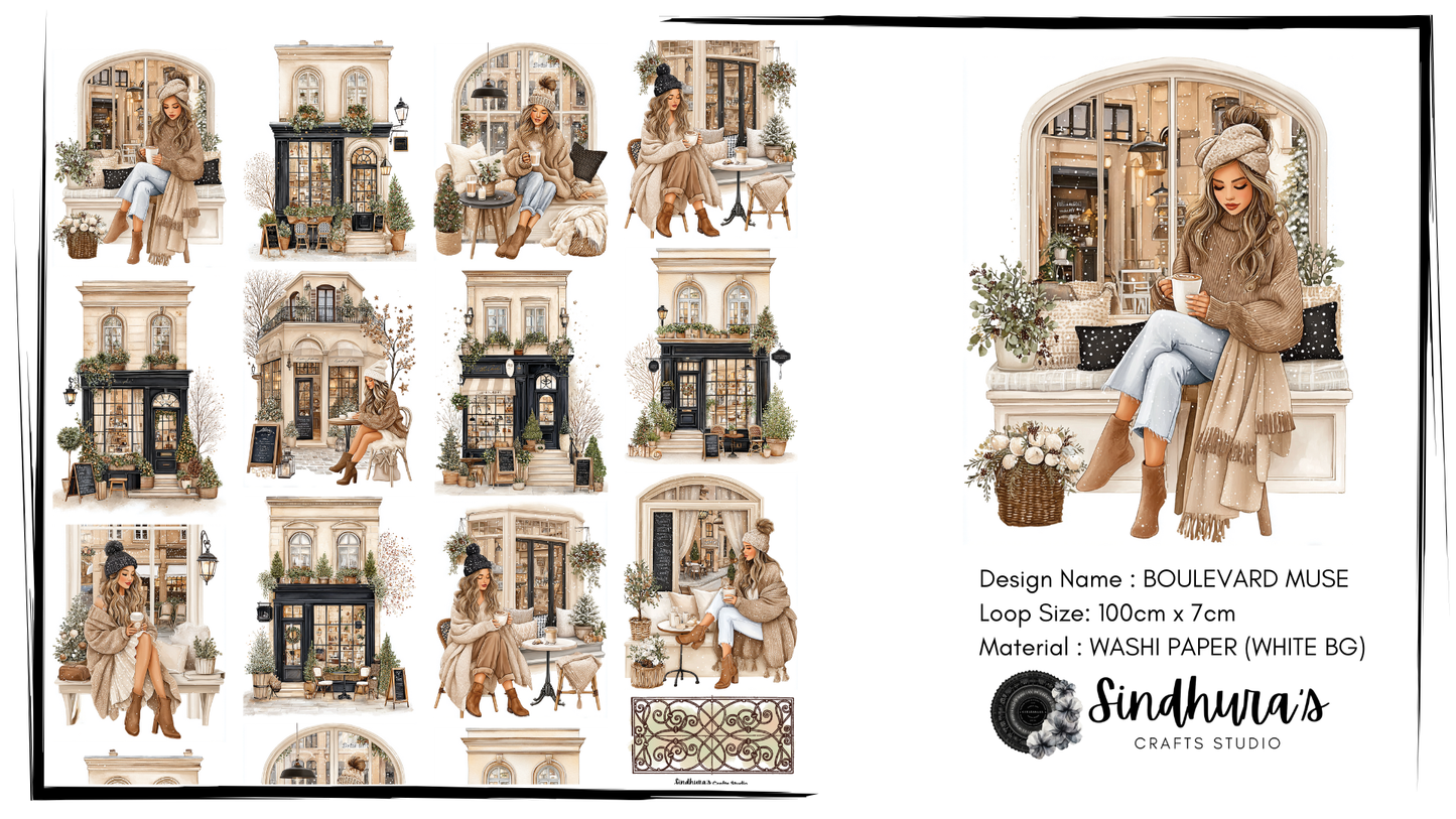 Boulevard Muse | Washi Paper | White Background Tape