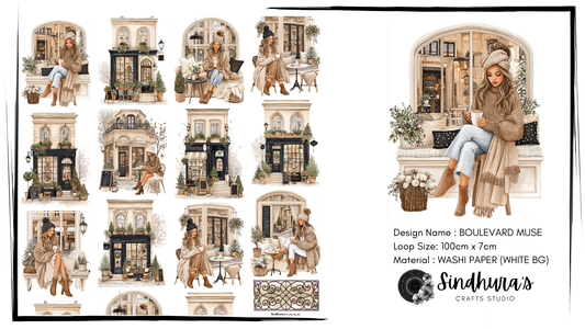 Boulevard Muse | Washi Paper | White Background Tape
