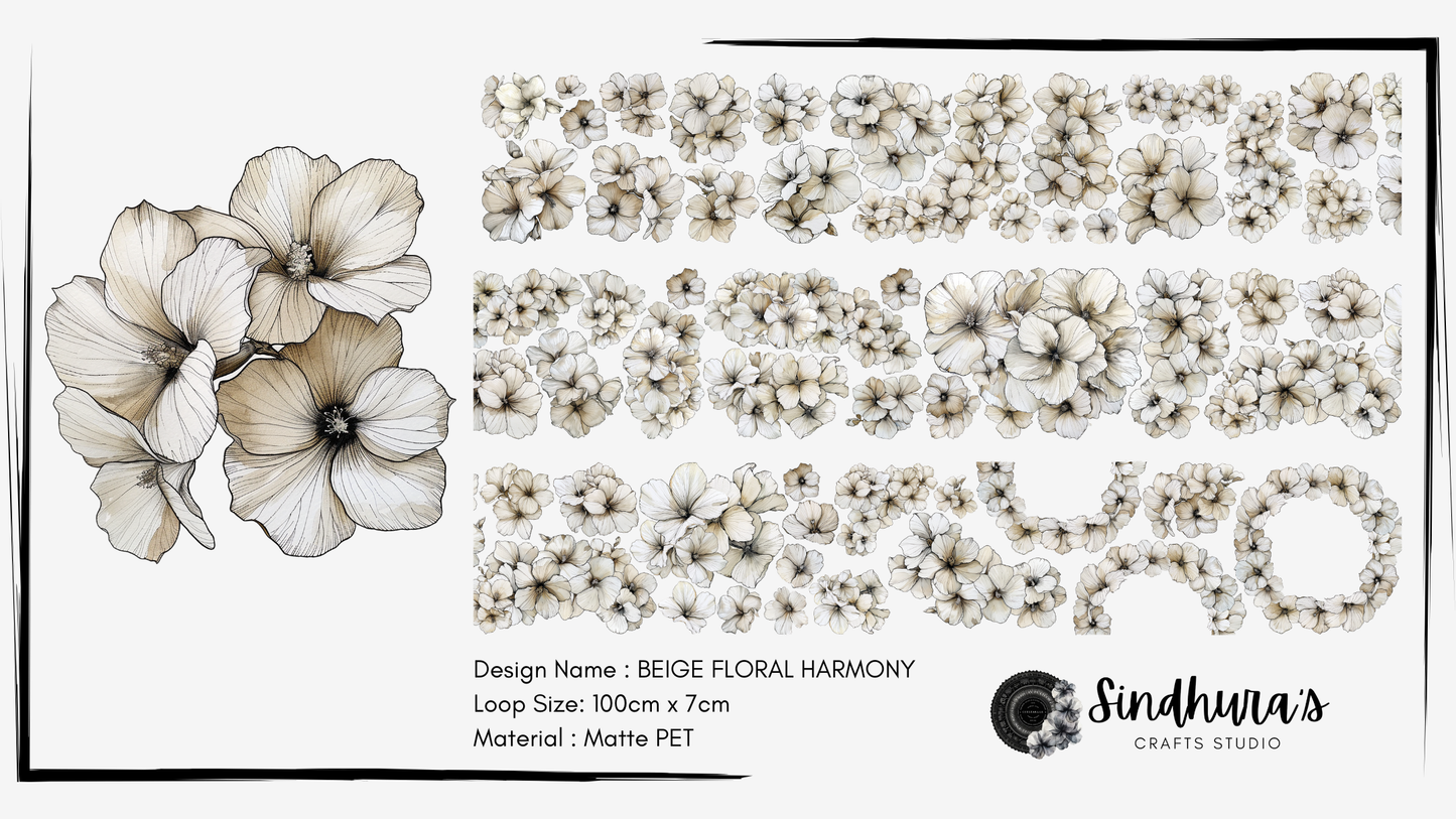 Beige Floral Harmony | Matte PET Tape