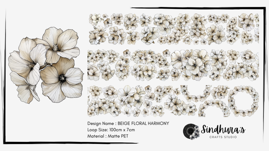 Beige Floral Harmony | Matte PET Tape