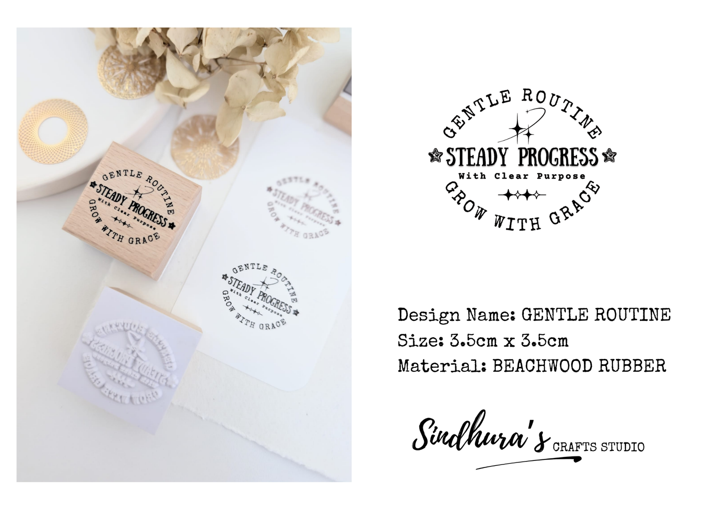 Gentle Routine | Original Wooden Rubber Stamp