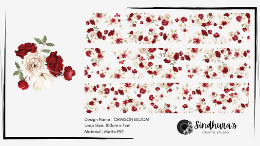 Crimson Bloom | Matt PET Tape for Scrapbook & Journaling