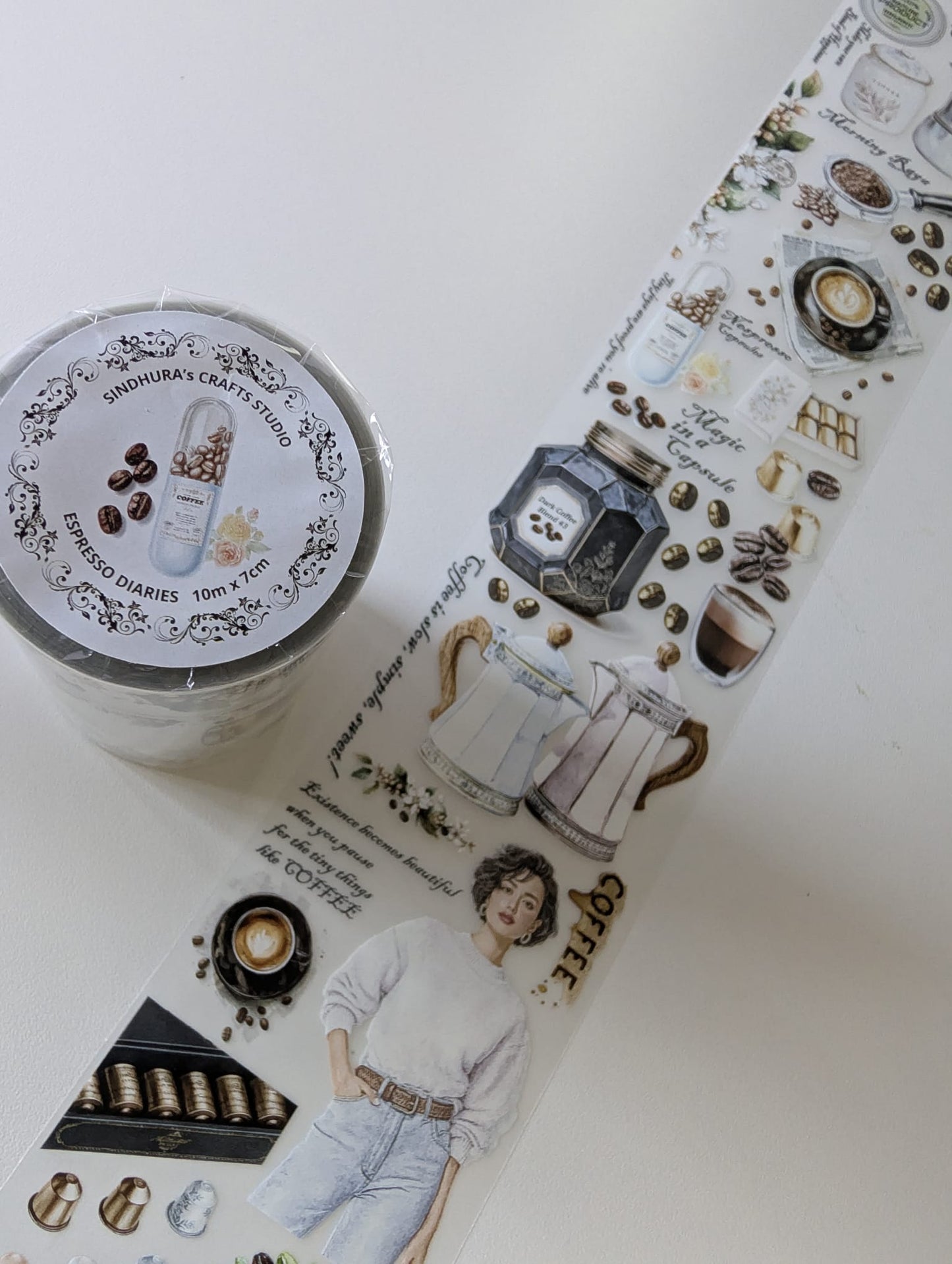 Espresso Diaries | Coffee-Inspired PET Tape for Scrapbook & Journaling