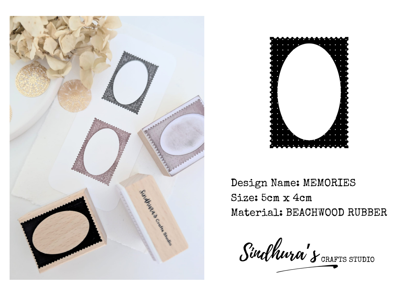 Memories | Original Frame Wooden Rubber Stamp