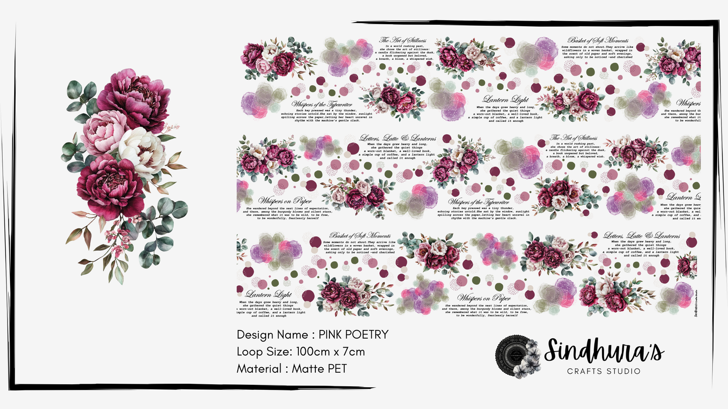 Pink Poetry | Matt PET Tape for Scrapbook & Journaling