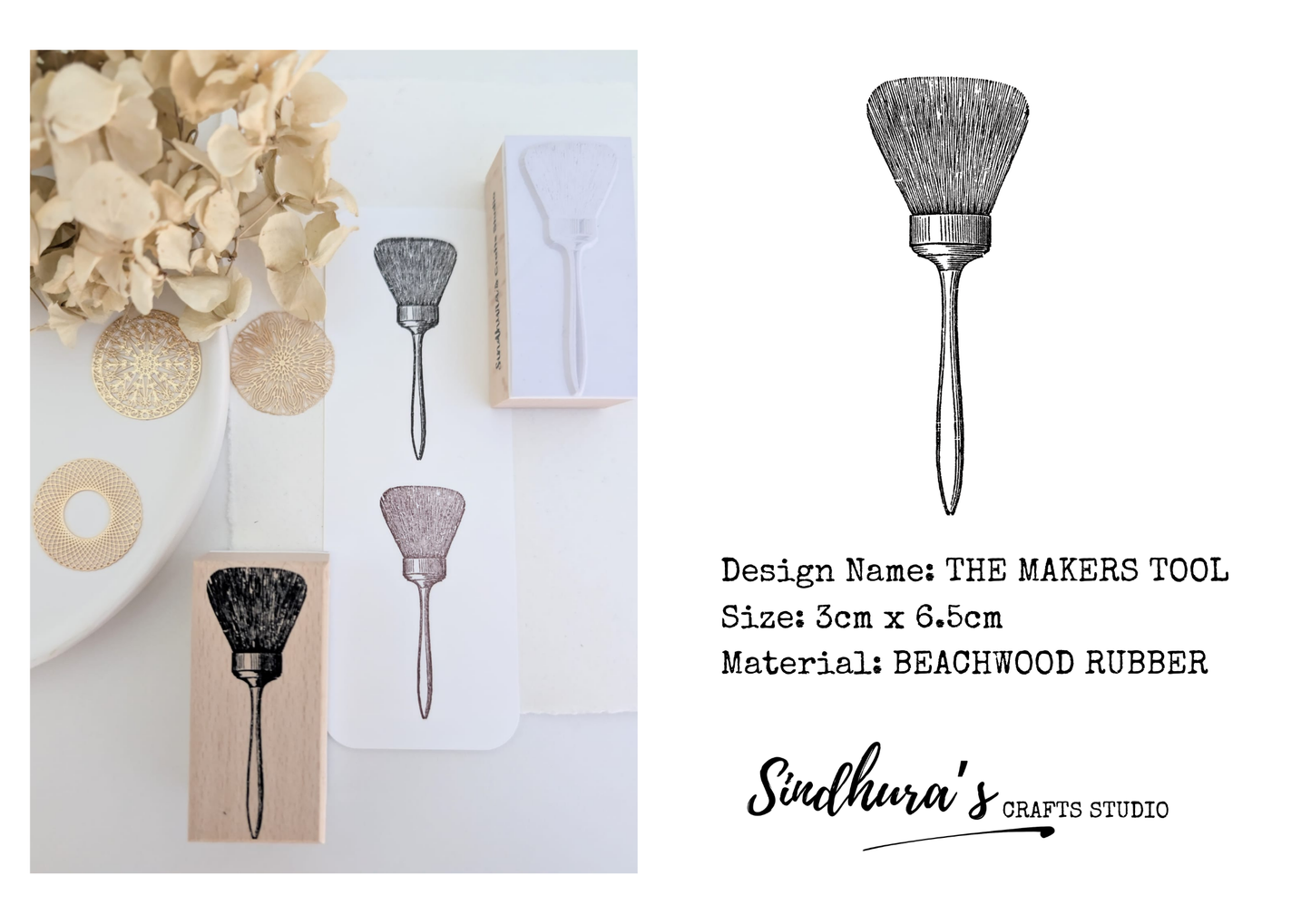 The Maker’s Tool | Vintage Brush Wooden Rubber Stamp